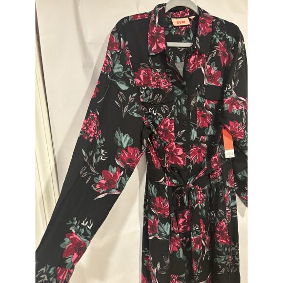 Plus Size EVRI Long Shirt Dress Roses Romantic MIDI Women’s 1x - Picture 6 of 6